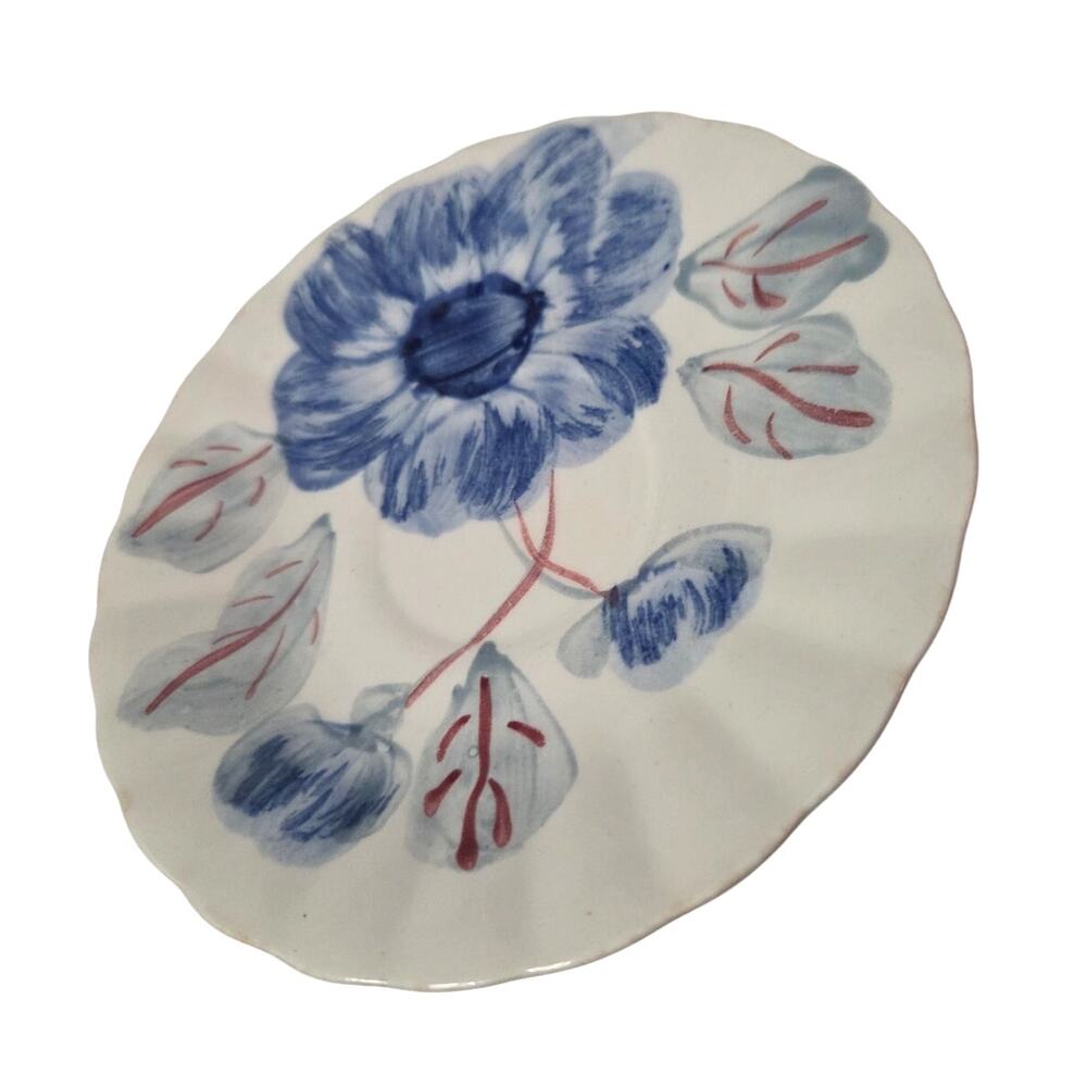 Small Blue Flower Ribbed Plate Blue Ridge Pottery Tea Desert Decor